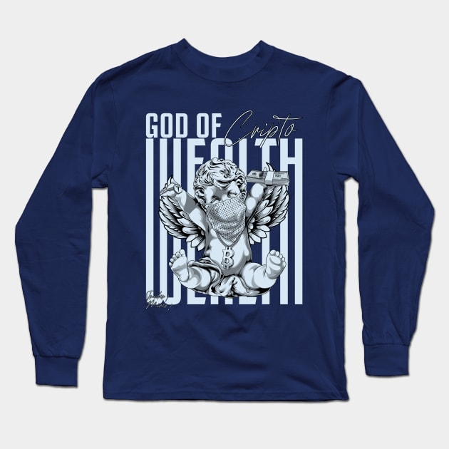 Hip Hop Streetwear Crypto God of wealth Long Sleeve T-Shirt by Planet of Tees